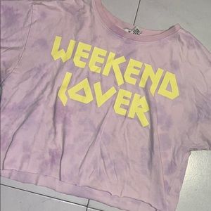 weekend lover tye dye crop t shirt